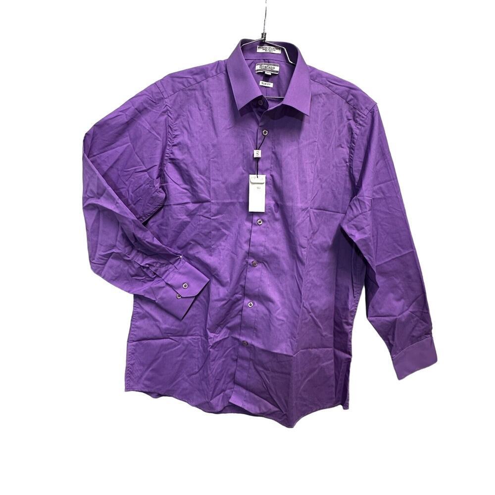 Stefano slim fit Purple cotton polyester blend shirt size 16.1/2 32/33 New!